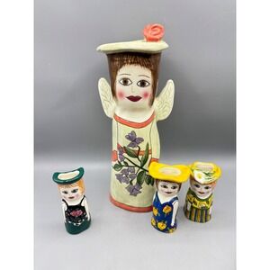 Susan Paley Set of 3 Rosey Pansy Lily Celeste Ceramic Planters Vases